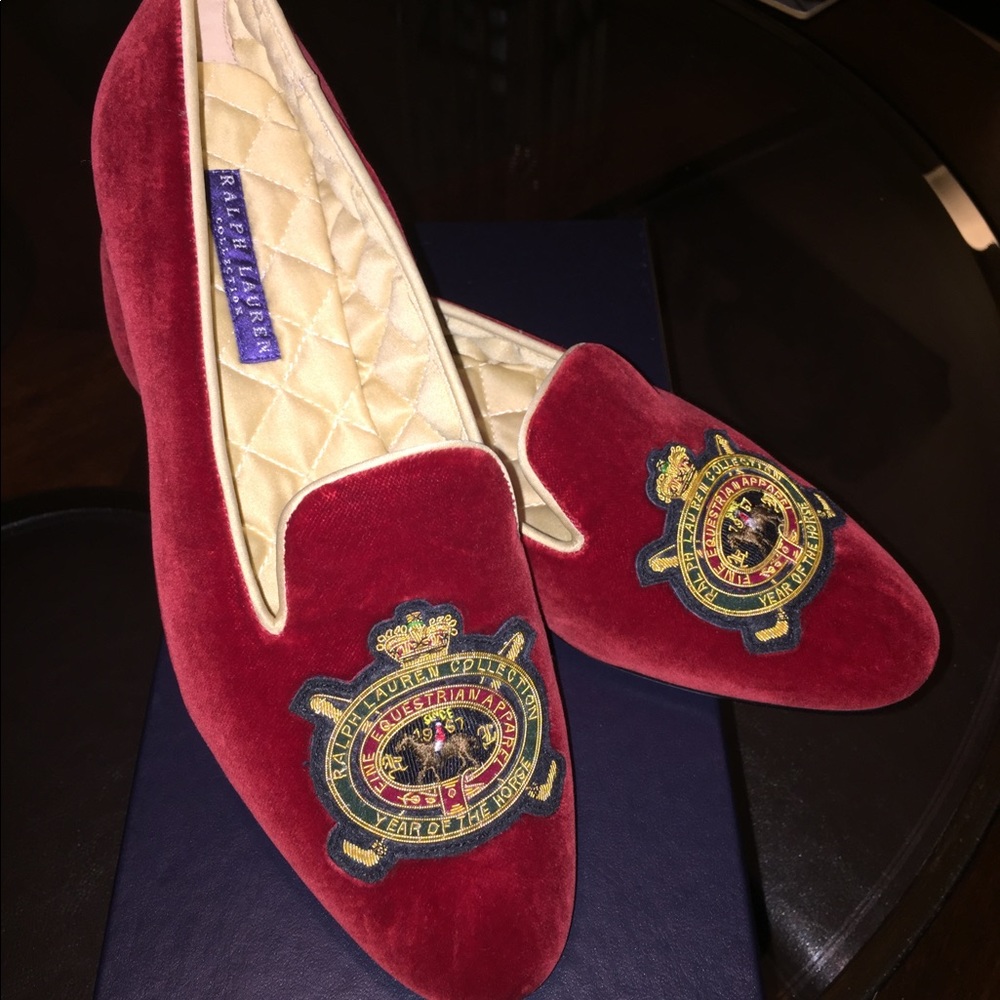 Ralph Lauren Equestrian Velvet Slippers Size 5.5